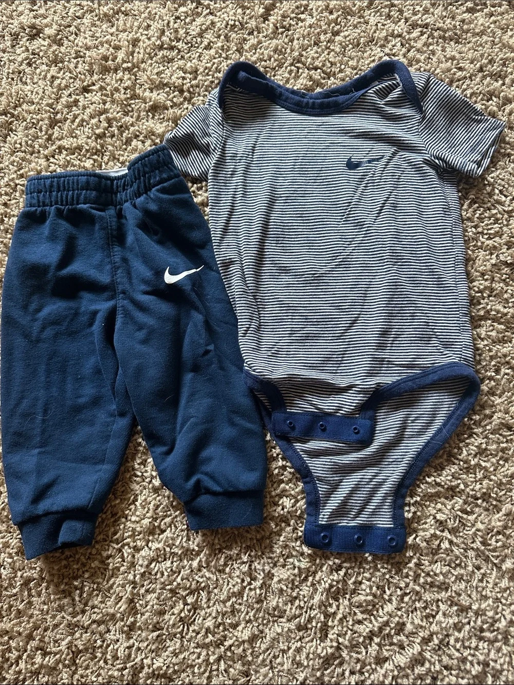 Nike Navy Striped Baby One-Piece Bodysuit with Jogger Pants